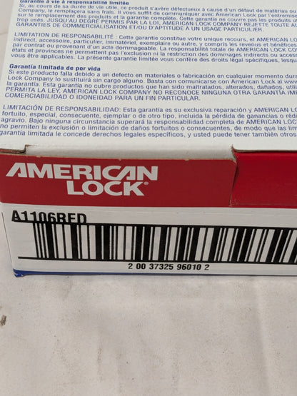 (6) American Lock Padlock: Keyed Different, Aluminum, Steel Shackle A1106RED
