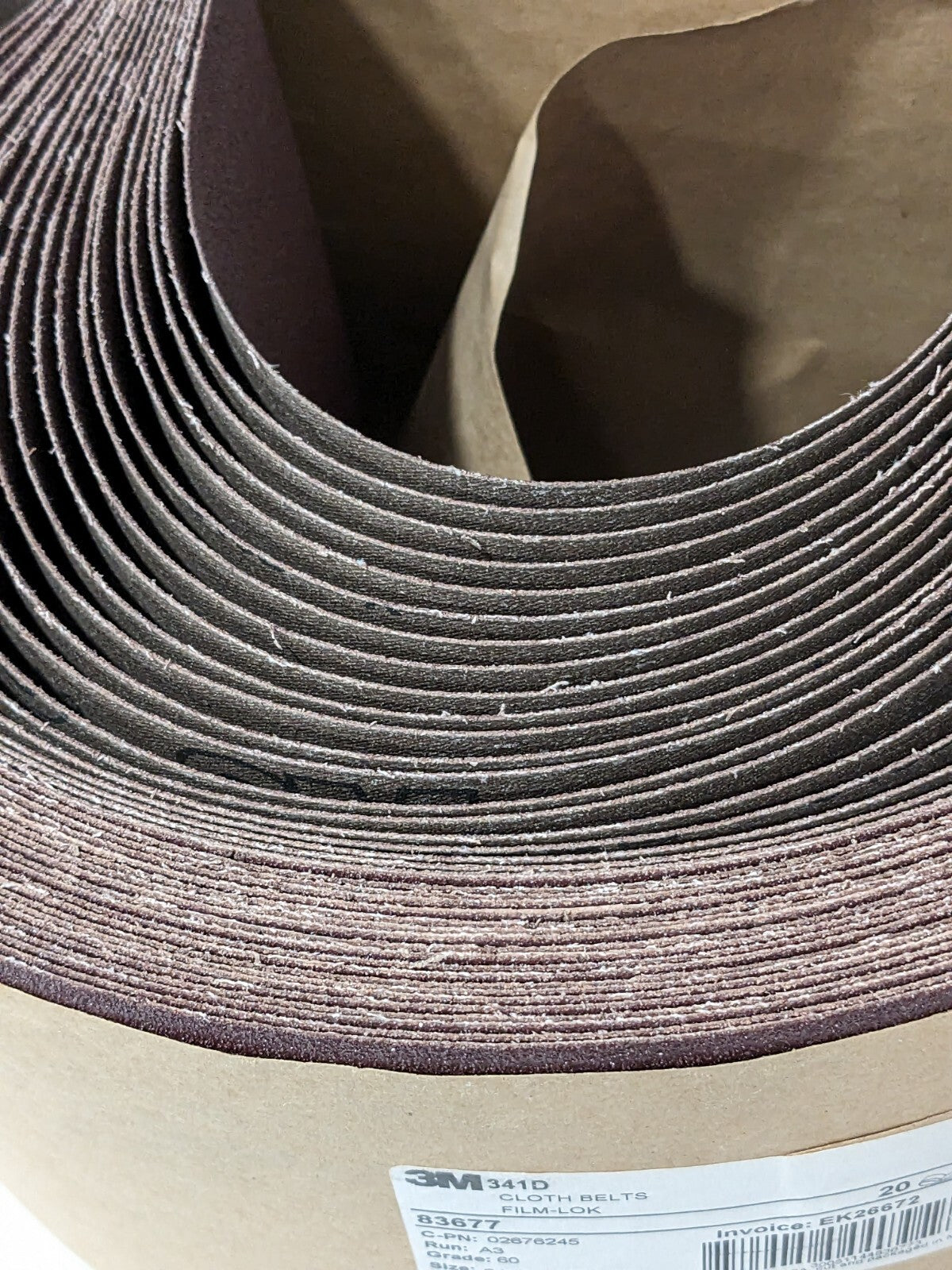 3M Abrasive Belt: 9" Wide, 48" OAL, 60 Grit, Aluminum Oxide Qty 20 7010361752
