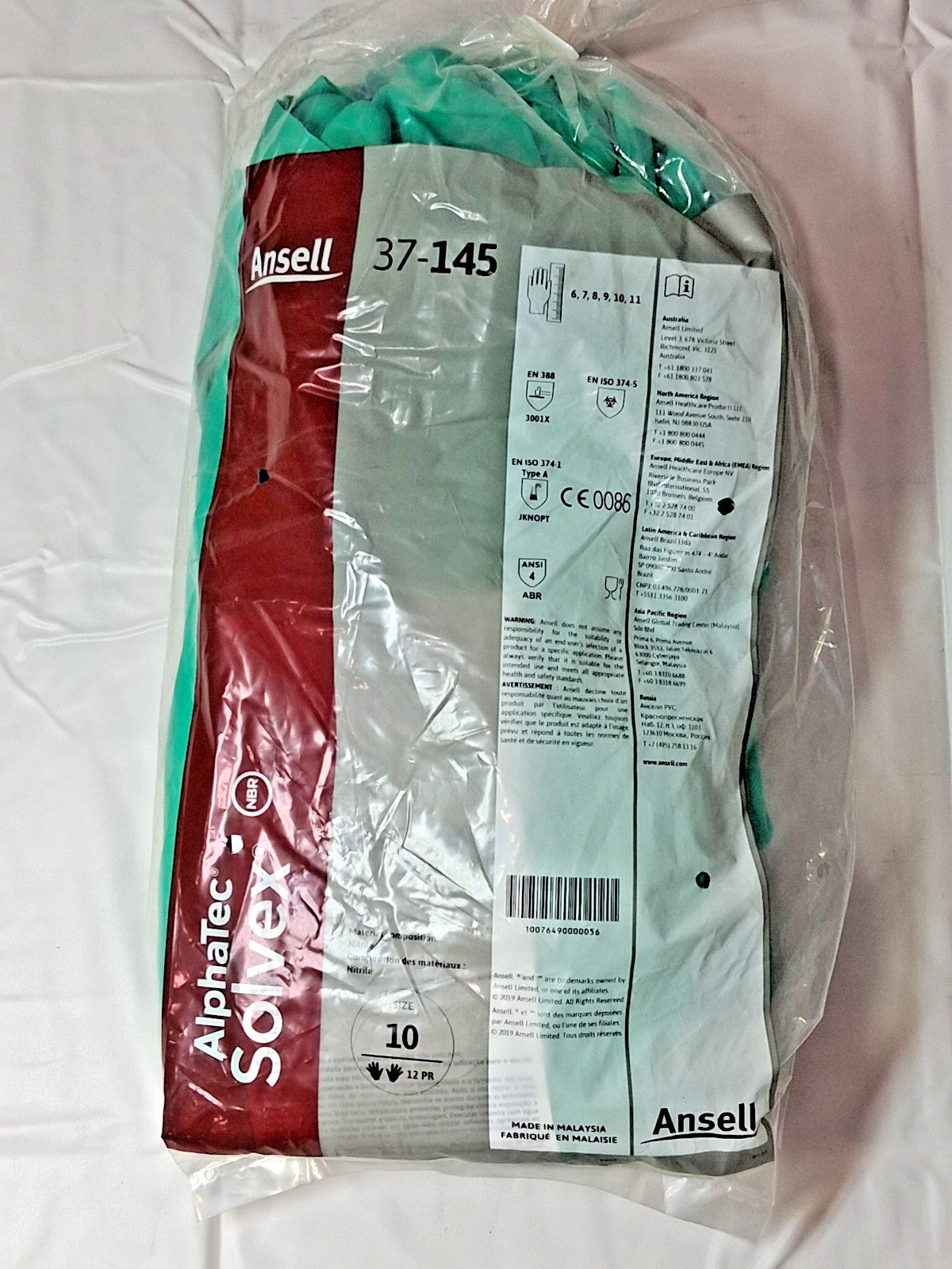 Ansell Nitrile Chemical Gloves AlphaTec Solvex 13in 11mil Size 10 QTY20 105545
