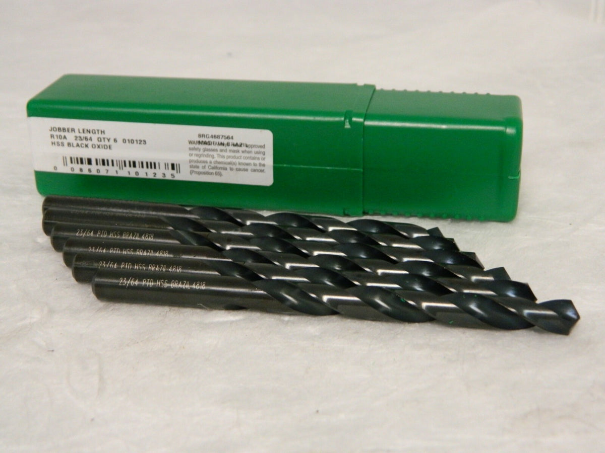 Precision Twist Drill High Speed Steel Jobber Drill 23/64" 118° Qty 6 01012