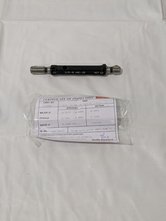 SPI Plug Thread Gage: 3/8-16 Thread, 2B Class, Double End, Go & No Go 34-387-1