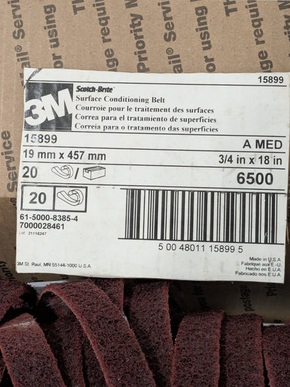 3M Abrasive Belt: 3/4" Wide, 18" OAL, Aluminum Oxide Box of 20 7000028461