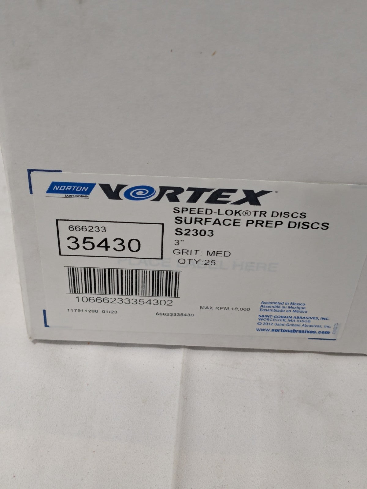 Norton Quick-Change Disc: Type R, 3" Dia, Aluminum Oxide Box of 25 66623335430