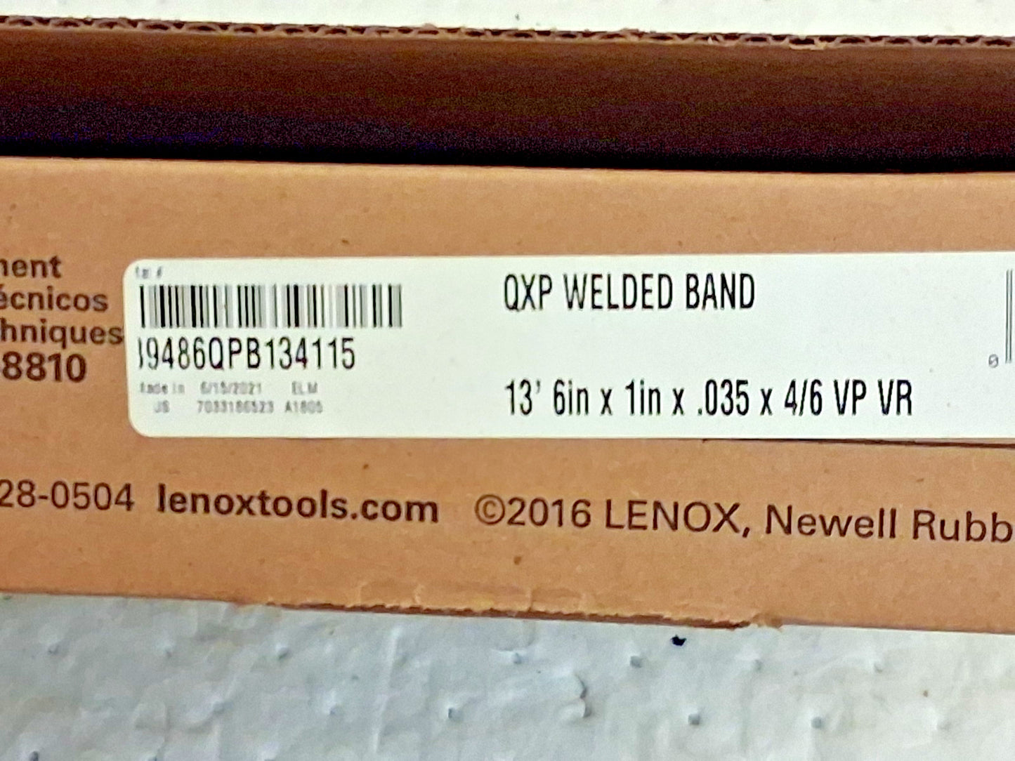 Lenox Welded Bandsaw Blade 13ft 6" L x 1" W x 4 to 6 TPI 89486QPB13411