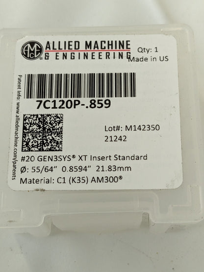 ALLIED MACHINE Spade Drill Insert: 55/64" Dia 140 ° Point 7C120P-.859