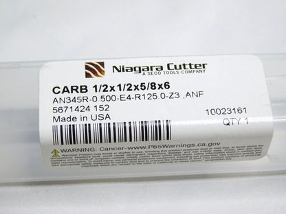 Niagara Cutter Carbide Corner Radius/Chamfer End Mill 1/2" Diam 3FL 1002316