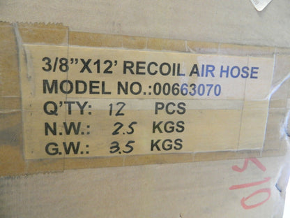 Industrial Re-Coil Air Hose 3/8" I.D. x 12' Nylon Qty 1 Case of 12 00663070