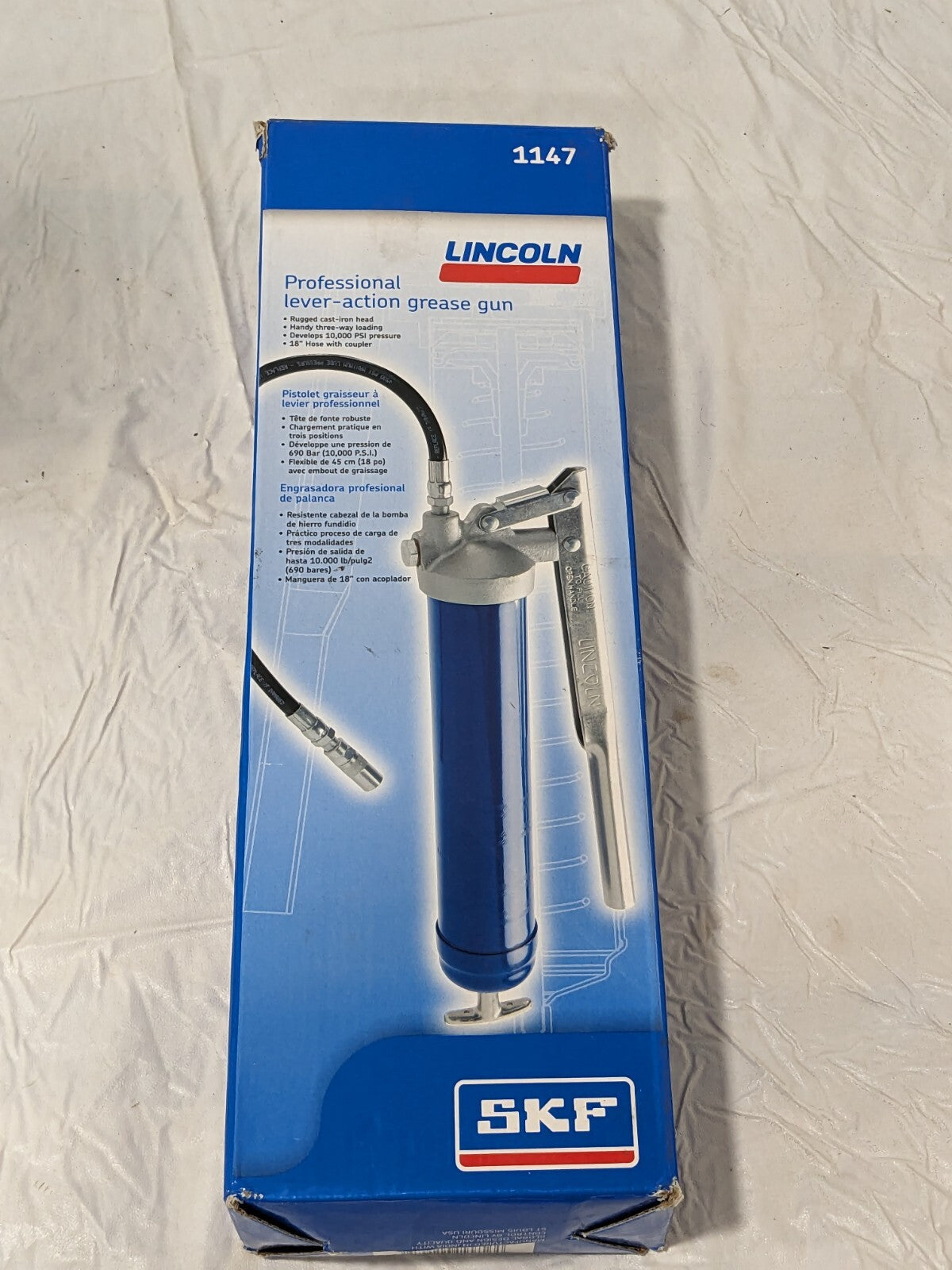 LINCOLN Manual Grease Gun: 4,500 psi, 16 oz Cartridge 1147