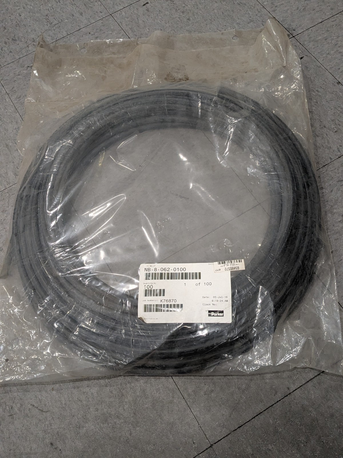 Parker Black Nylon Tubing 1/2" X .375" X 100' NB-8-062-0100