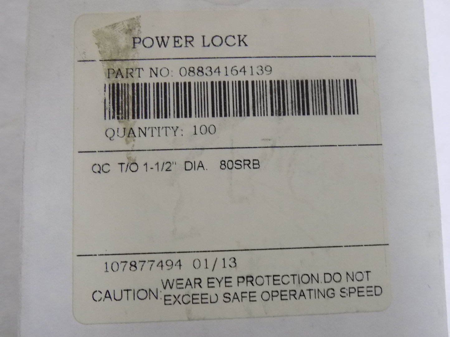 Powerlock 1-1/2" 80G QC TS SC LOCKING DISC QTY 100  08834164139