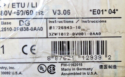 Siemens HDK3R100L VL Series 100A Circuit Breaker 3 Pole 600V ETU5-LI W/Trip Lugs