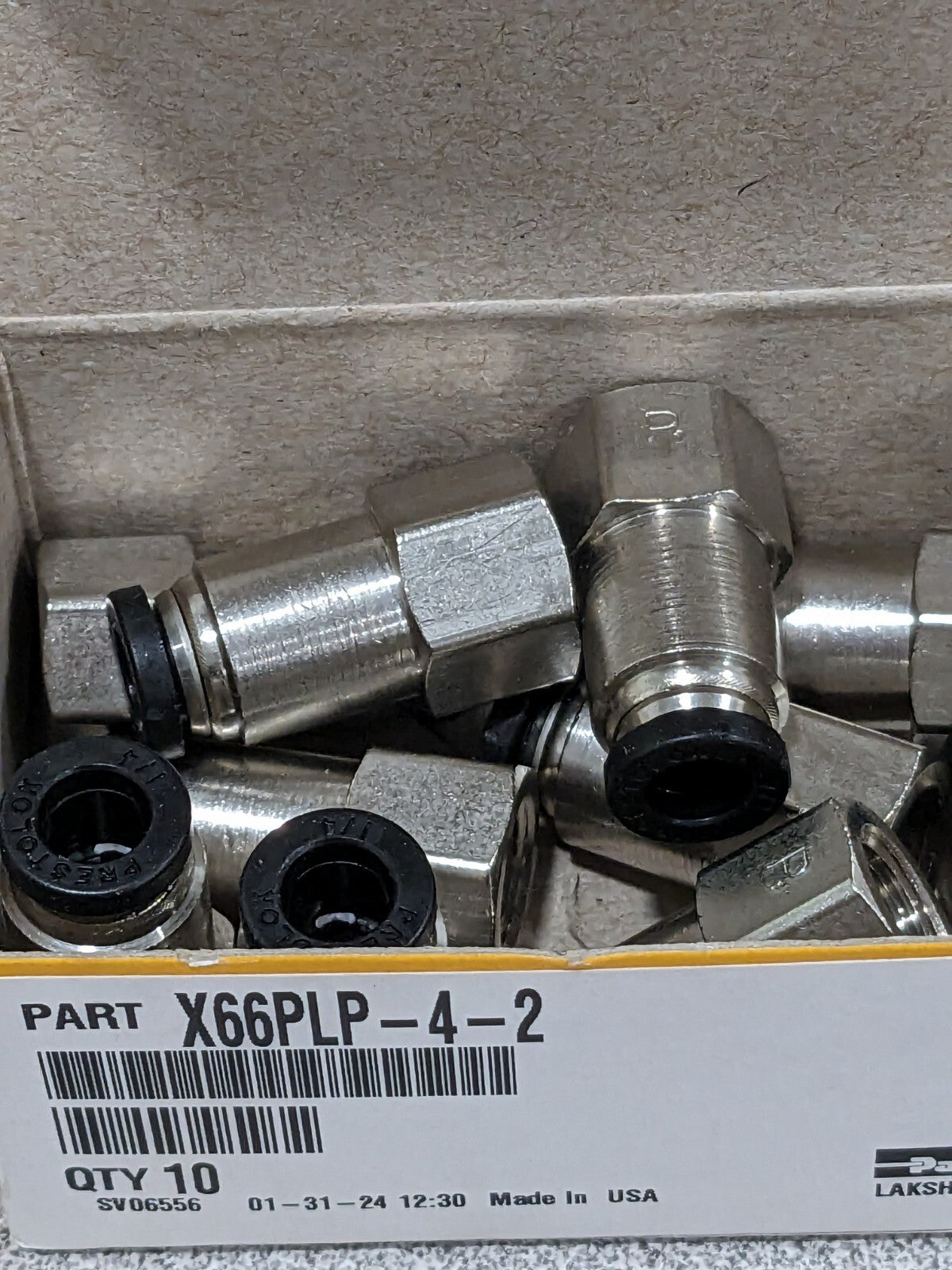 Parker Push-To-Connect Fitting 1/8" Thread, 1/4" OD Qty 10 66PLP-4-2