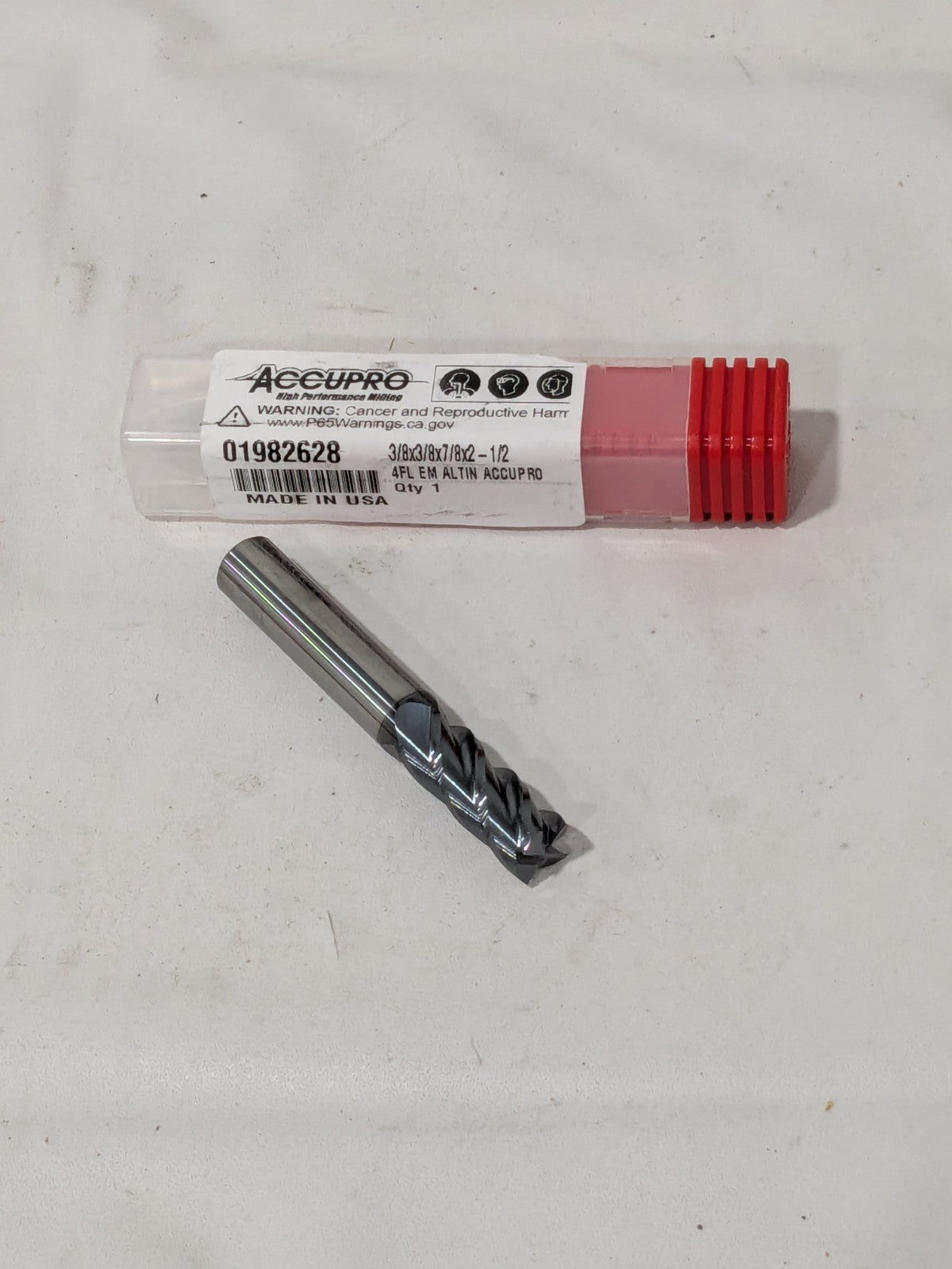Accupro Square End Mill: 3/8" Dia, 7/8" LOC 2-1/2" OAL 01982628
