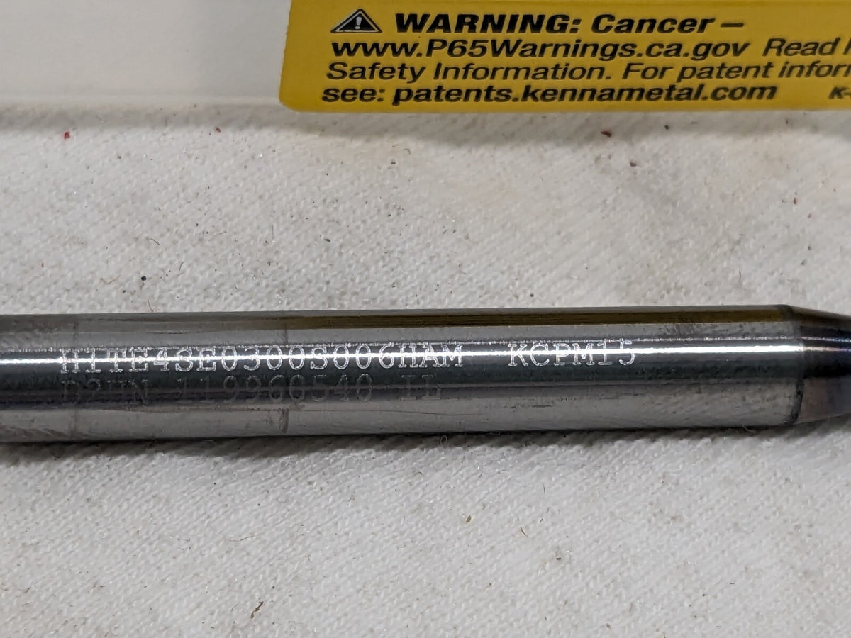 KENNAMETAL Square End Mill 3 mm Dia 6 mm LOC 4 Fl Solid Carbide 6769560