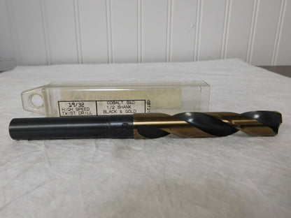 Viking HSS 19/32 Twist Drill  135D 1/2 Shank Black/Gold Colbalt S&D 29181