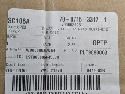3M Hood w/Integrated Head Suspension Medium/Large S-433L-5 Qty 5 7000029981