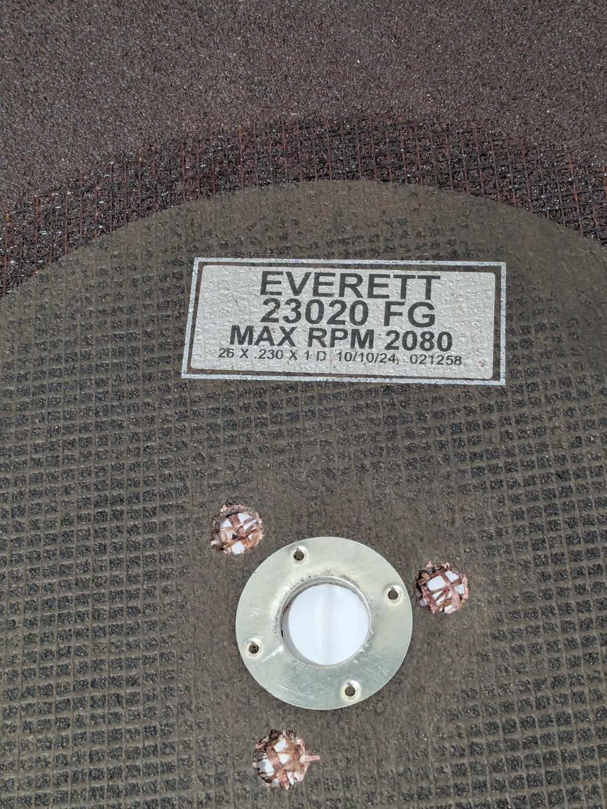 EVERETT Cutoff Wheel: Type 1 (01/41), 26" Dia, 7/32" Thick, 1" Hole 232OFG