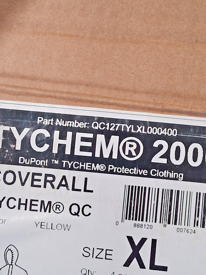 Dupont Chemical Protection Disposable Coveralls Size X-Large QTY4 QC127TYLXL000