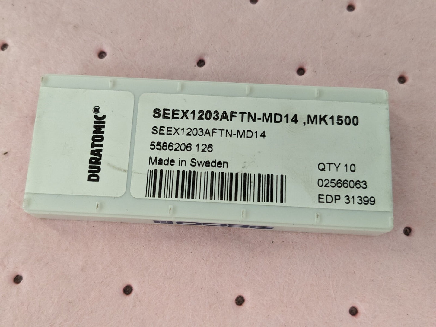 SECO Milling Inserts 10pc SEEX1203AFTN-MD14 MK1500, Carbide 02566063