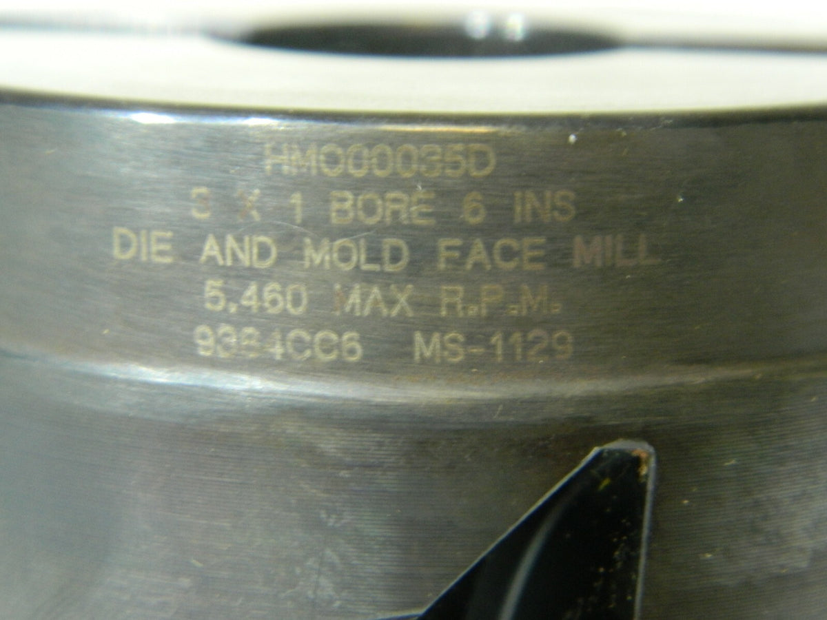 Hertel Die & Mold Face Mill 3 Dia 6Fl 1 Bore RH 1.97H 5460 Max RPM HMO00035D