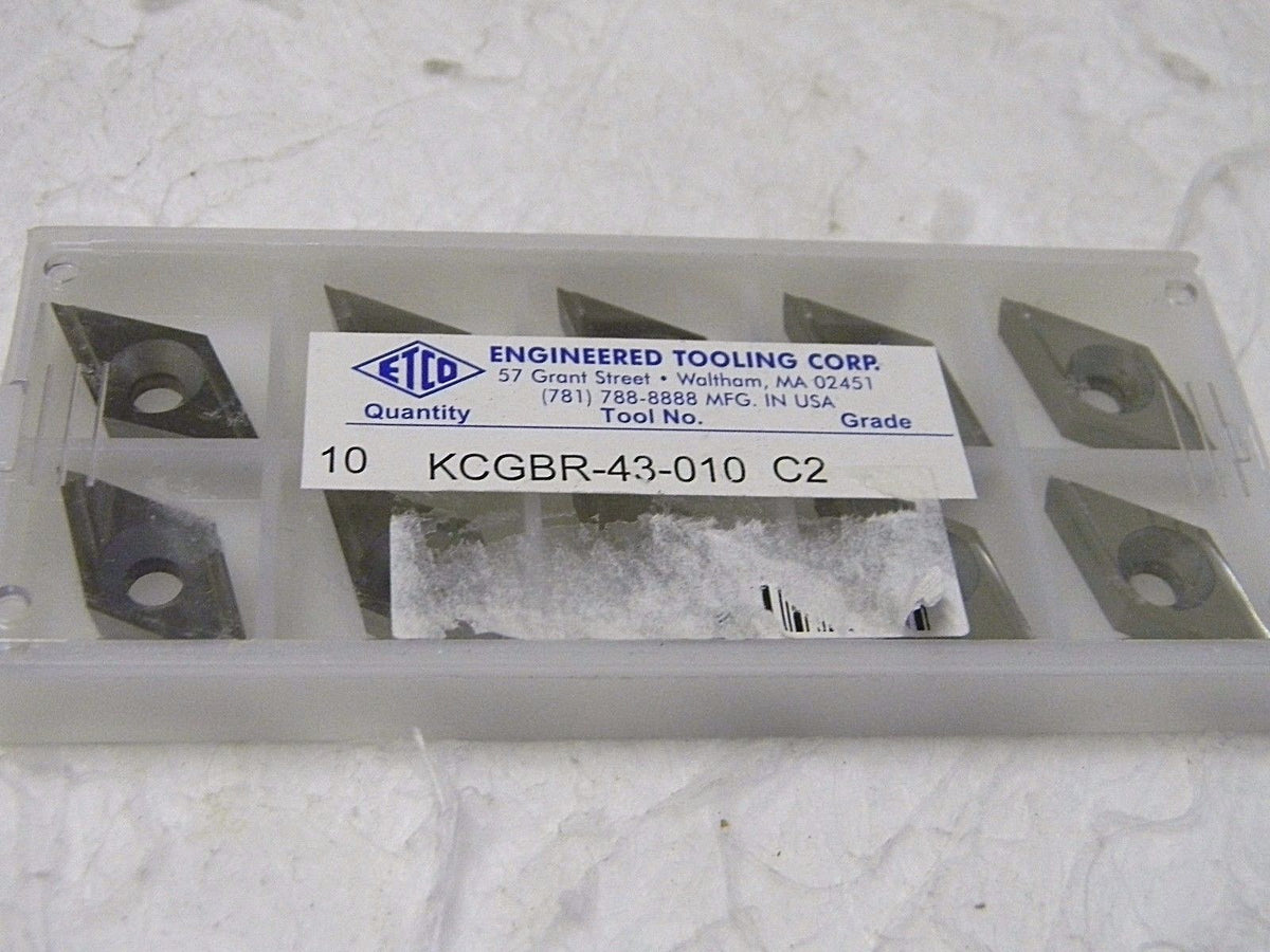 Engineered Tooling Corp Carbide Profiling Inserts KCGBR-43-010 Grade C2
