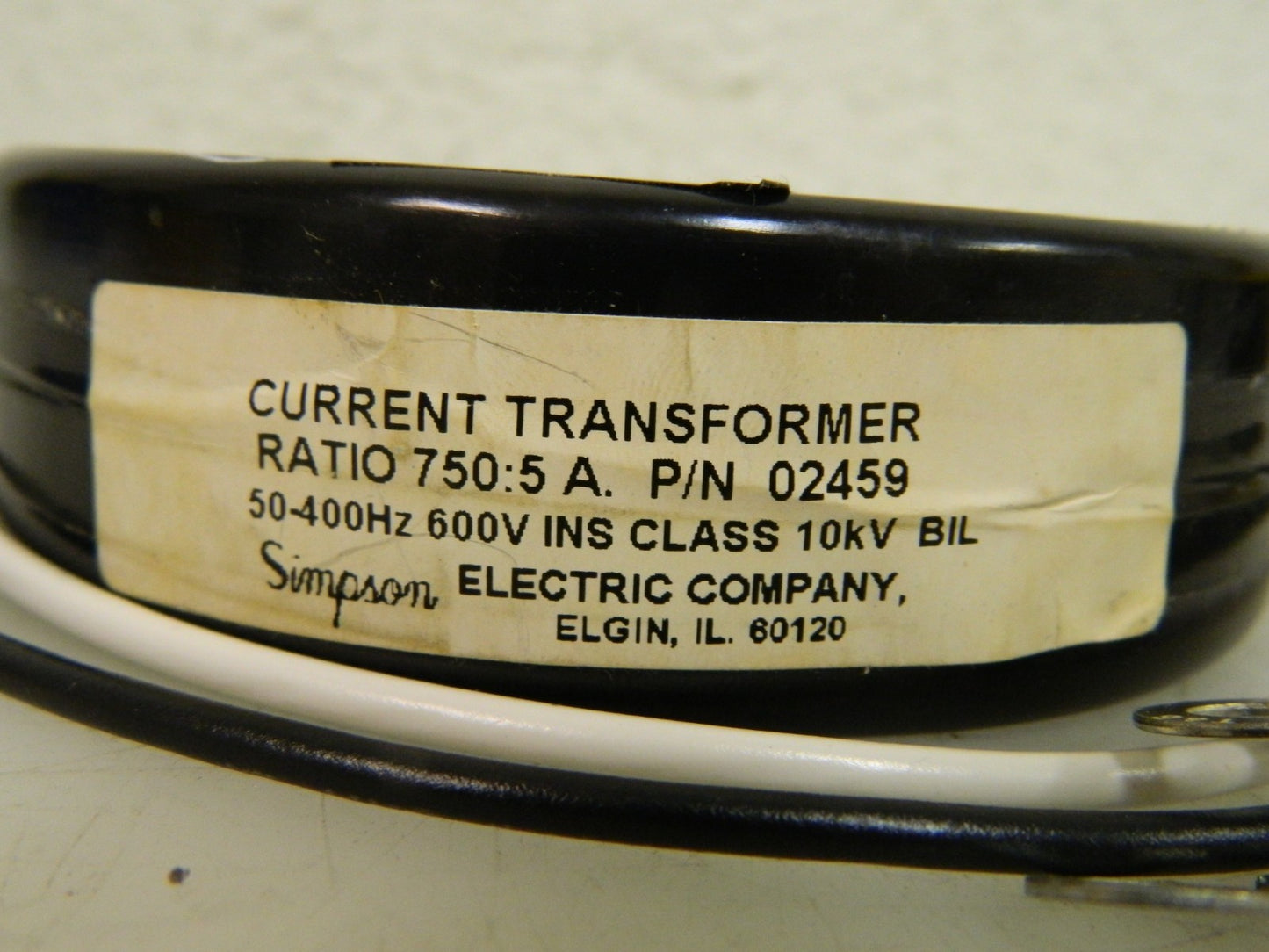 Simpson Pannel Current Transformer 2 VA Burden 750:5 A Ratio 50-400Hz 02459