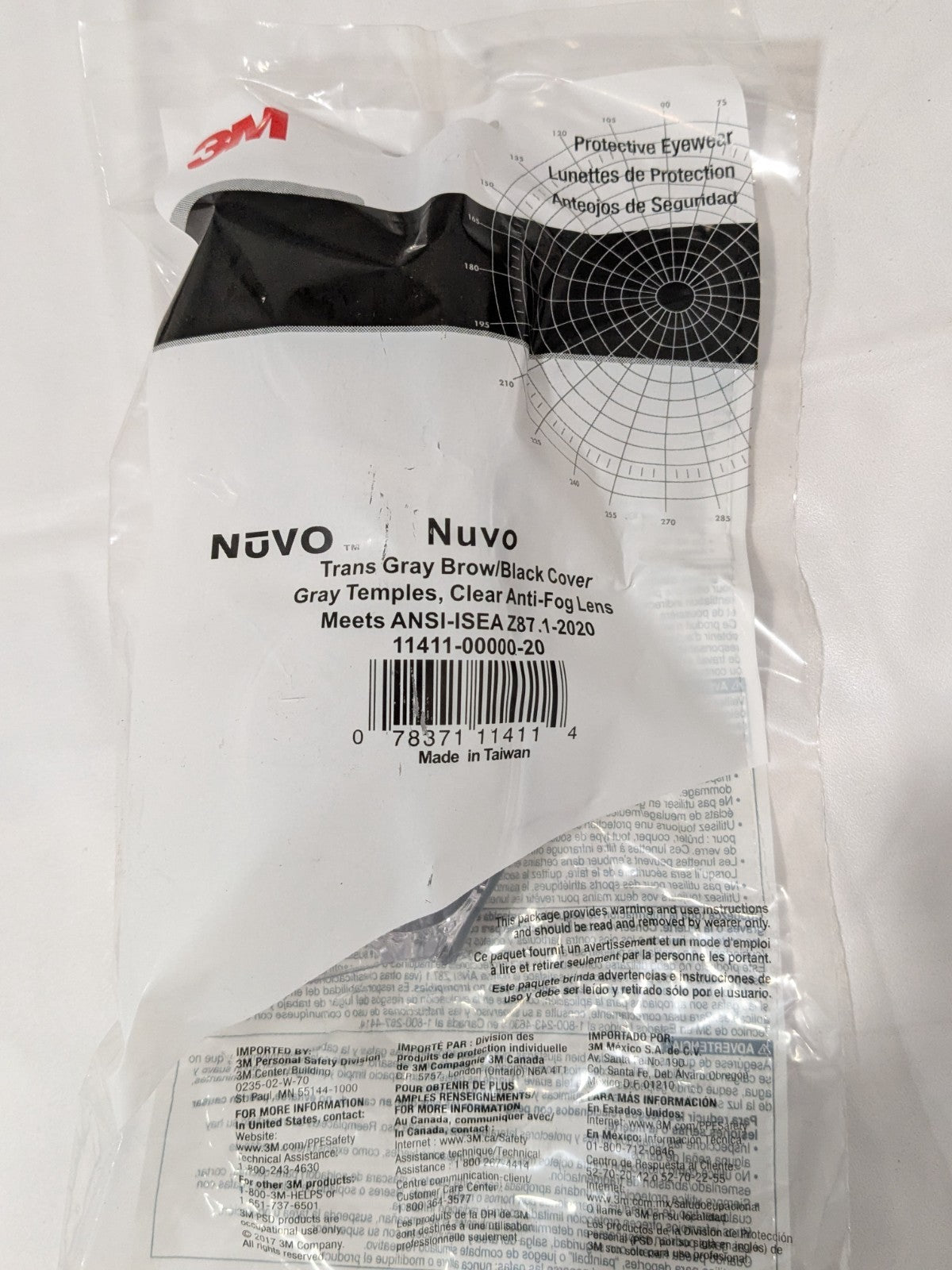 (15) 3M Nuvo Gray Safety Glasses W/Clear Anti-Fog/Anti-Scratch Lens 7000127497