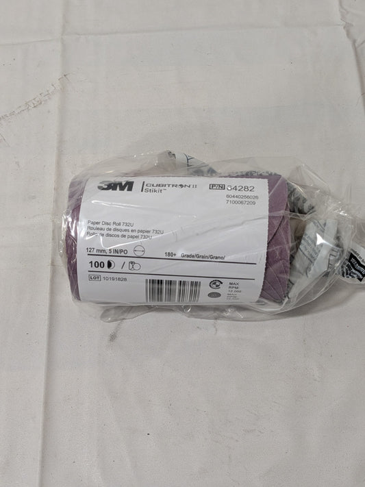 3M 5" Dia PSA Disc Roll: 180 Grit, Premium Ceramic Alumina 7100067209