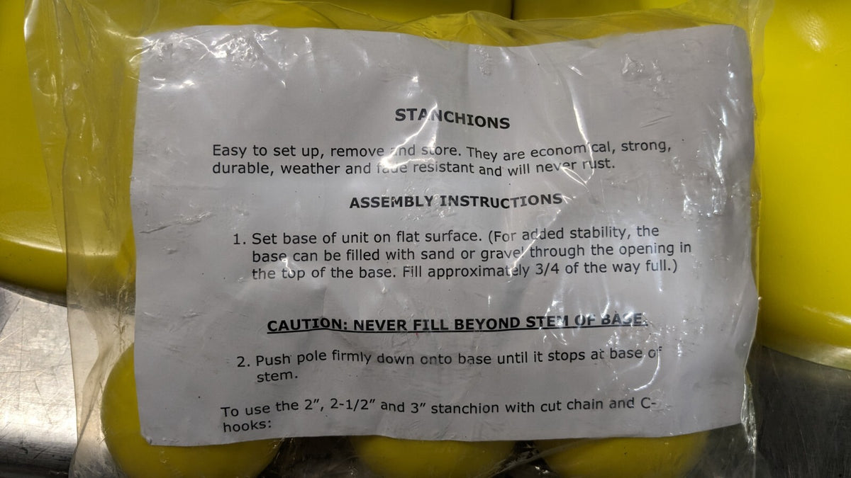 MR. CHAIN Stanchion with Caution Label Chain Kit Plastic Yellow 50' Long 96