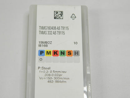 Tungaloy Carbide Turning Insert TNMG160408 AS T9115 Qty 10 6863401
