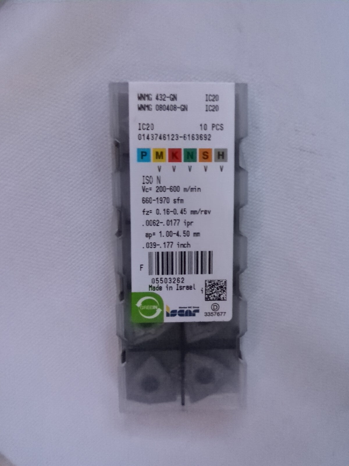ISCAR Turning Inserts: WNMG 432-GN IC-2, Carbide5503262