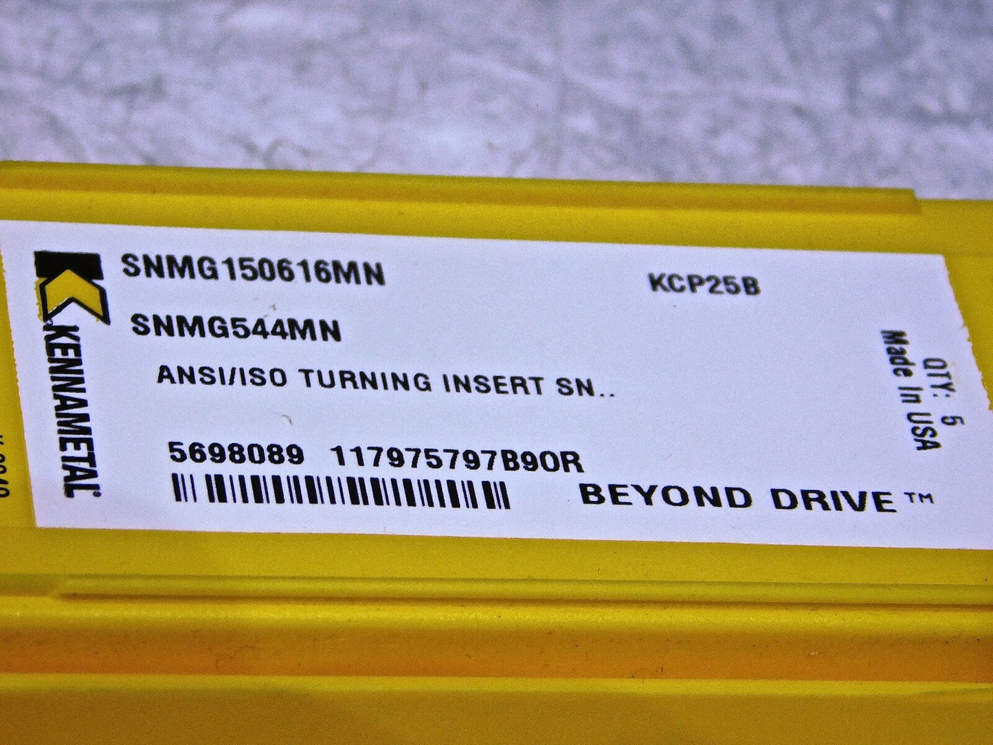 Kennametal Carbide Turning Inserts SNMG544MN Grade-KCP25B Qty 5 5698089