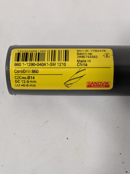 Sandvik Solid Carbide Screw Machine Drill Bit 12.9mm 140° Spiral Flute 7782476