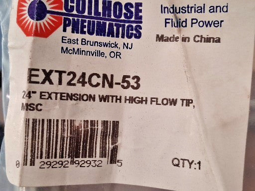 Coilhose Pneumatics Blow Gun Extension Tube with High Flow Tip QTY3 EXT24CN-53