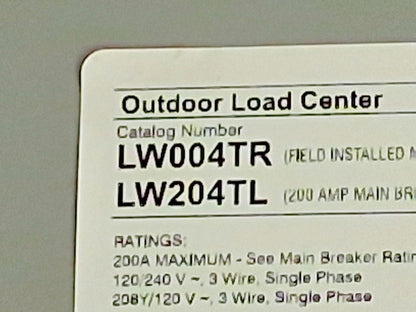 Murray 200 AMP Trailer Panel LW004TR