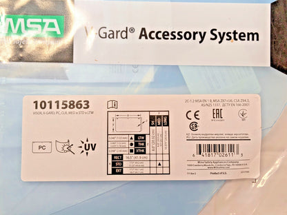 5 PK MSA V-Gard Face Protection Visors Contoured Clear PC 9.5"x17"x.04" 10115863