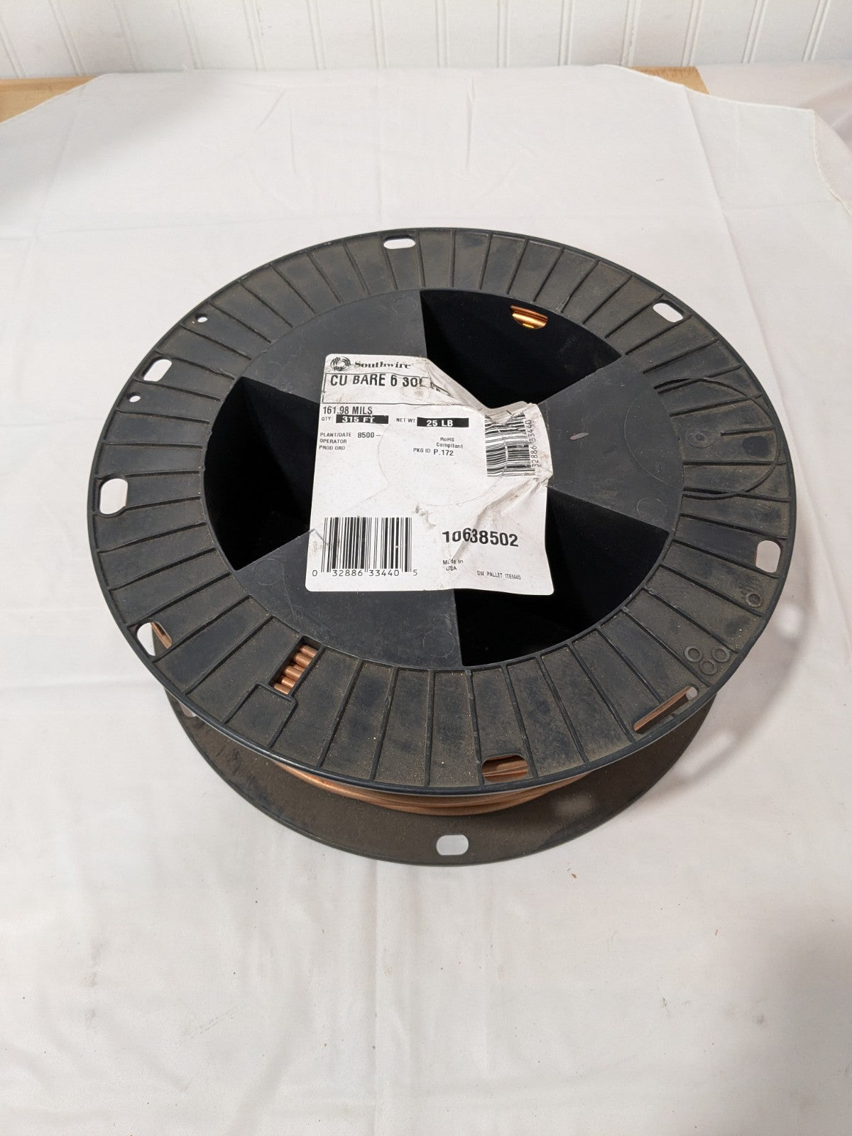 Southwire 6 AWG, 162 mil Dia, 315 Ft., Solid, Grounding Wire, Copper 10638502