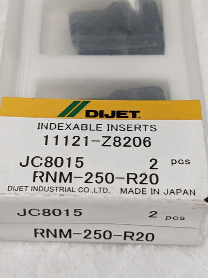 Dijet Carbide Milling Insert 25mm dia. Qty 2 RNM-250-R20 JC8015