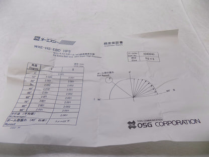 OSG High Precision Ball End Mill 3.85mm Neck Dia 2Fl TiAN 6mm Shank Dia 3040640