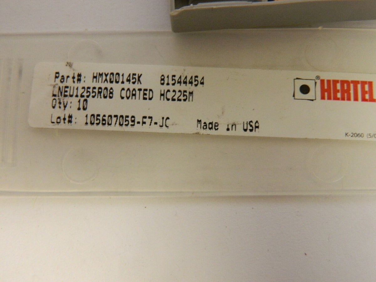 Hertel LNEU1255 Grade HP225M Carbide Milling Insert  QTY 10 81544454