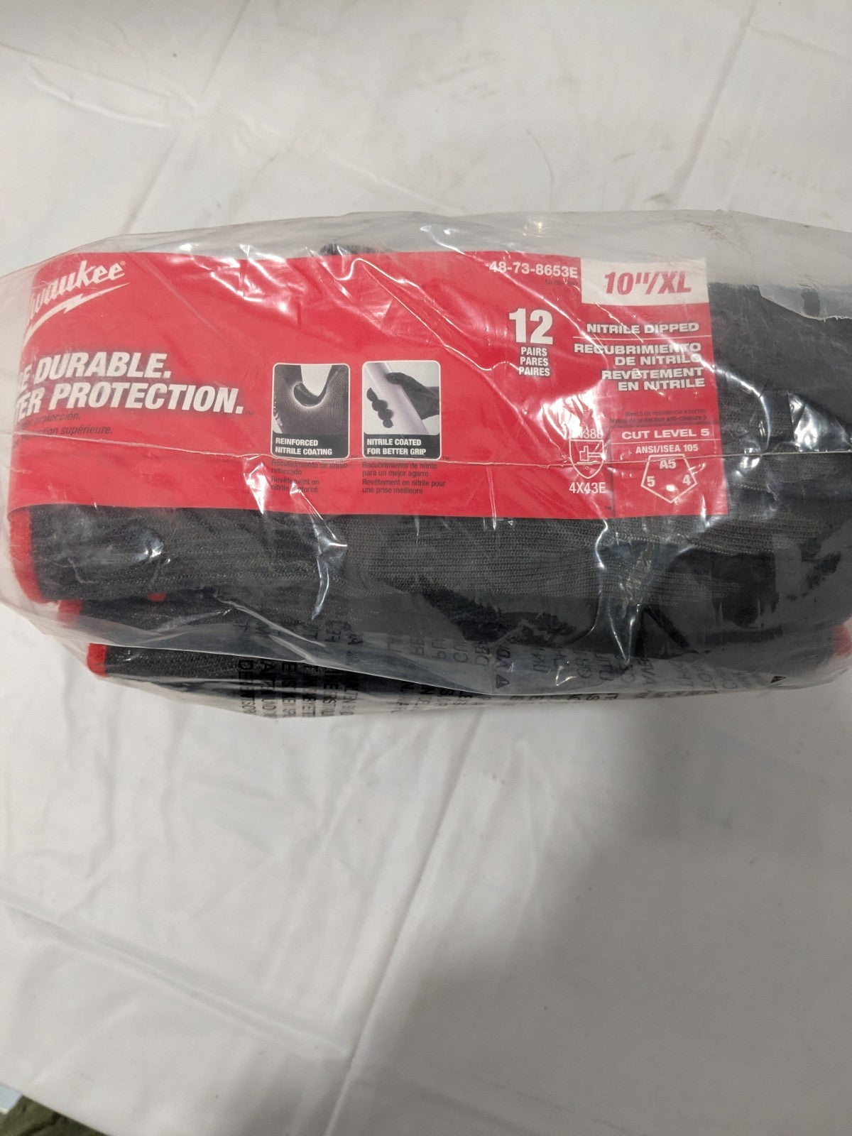 Milwaukee Cut-Resistant Gloves: ANSI Cut A5 Sz XL 12 Pairs 48-73-8653E