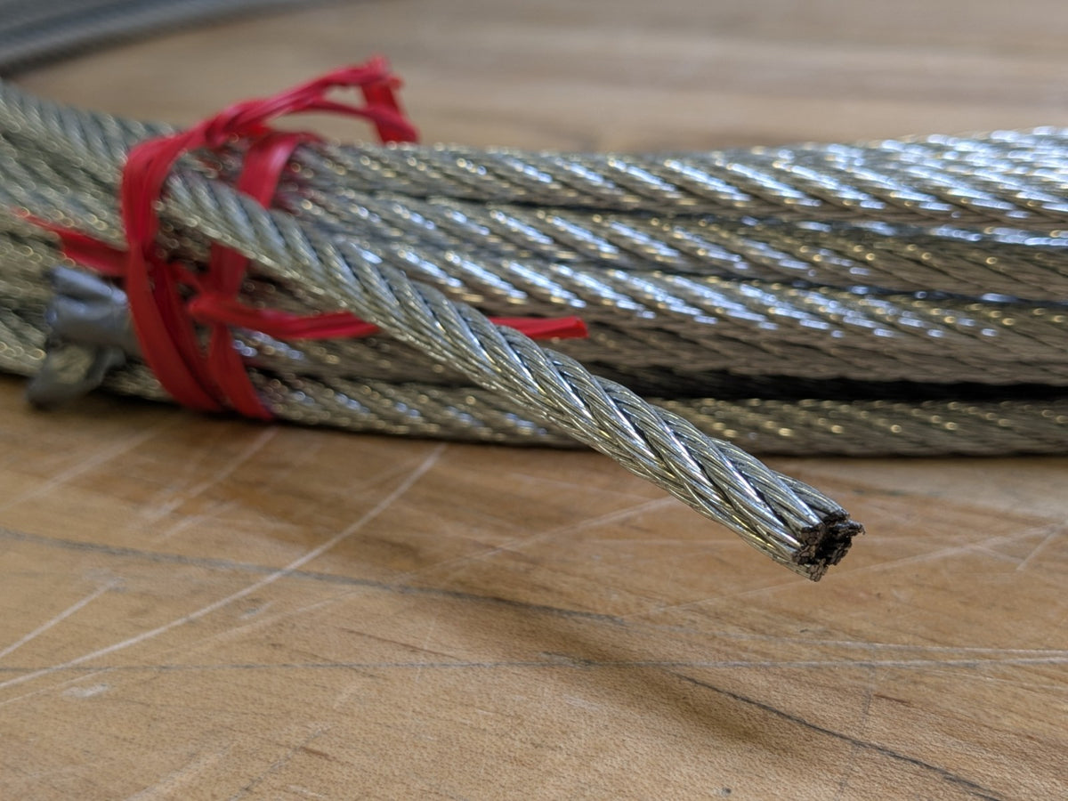 Galvanized Steel Aircraft Cable 1/4" Diameter 7 x 7 Strand Core 100 Ft. Approx.