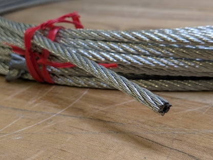 Galvanized Steel Aircraft Cable 1/4" Diameter 7 x 7 Strand Core 100 Ft. Approx.