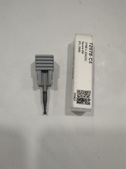 HARVEY TOOL Square End Mill: 5/64" Dia 2 Fl Solid Carbide 72078-C4