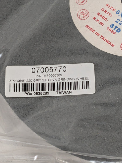 STD PVA GRINDING WHEEL 8" X 1" X 5/8", 220 GRIT 07005770