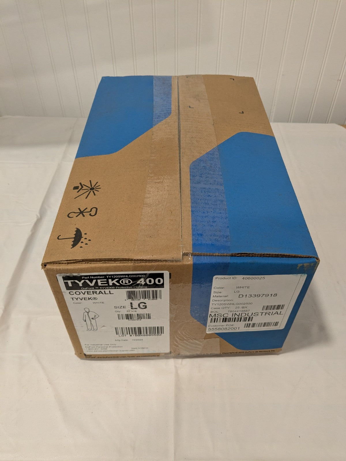 DUPONT  Disposable Coveralls Particle Protection  Sz L  Qty 25  TY120SWHLG002500