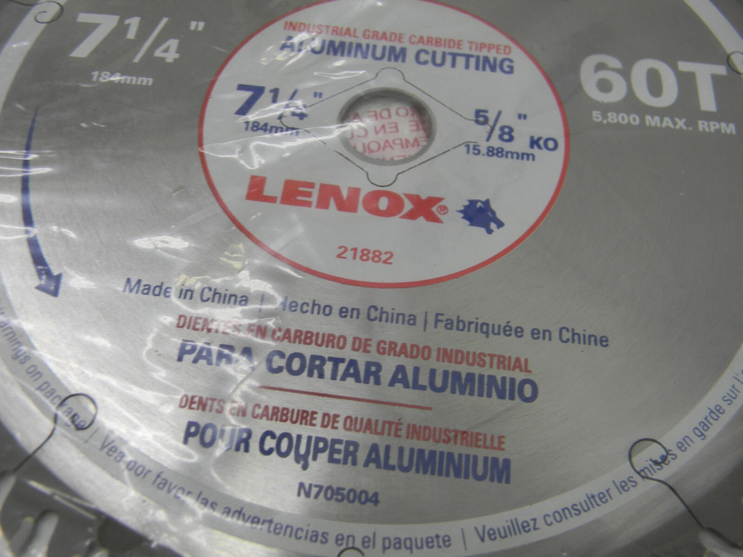 ENOX 7-1/4 Diam, 5/8 Arbor Hole Diam, 60 Tooth  Saw Blade 21882AL714060CT