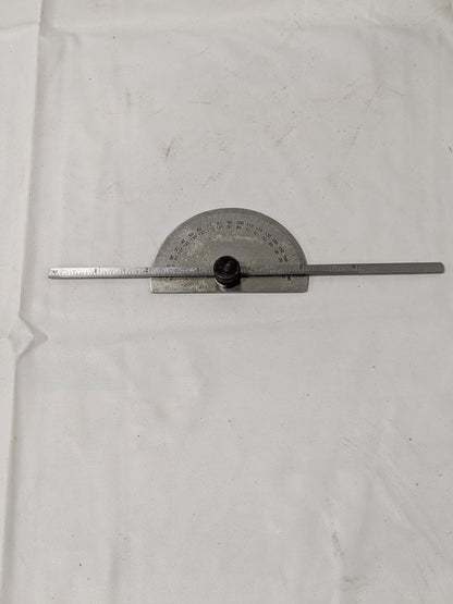 Steel Protractor and Depth Gage: 0 to 6" Rule Measurement Range, 0 to 180° PDG/6