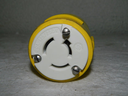 Woodhead Straight Ungrounded Industrial Connector 125/250 VAC 20A  2708