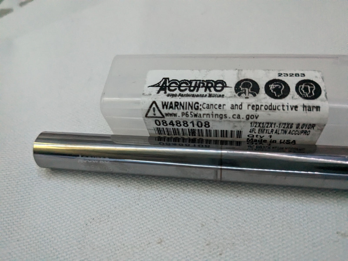 ACCUPRO Corner Radius End Mill: 1/2" Dia 4fl carbide 12183736